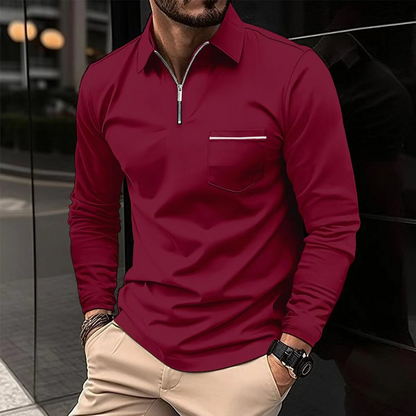 Men's Long-sleeved Polo Shirt Classic Cotton