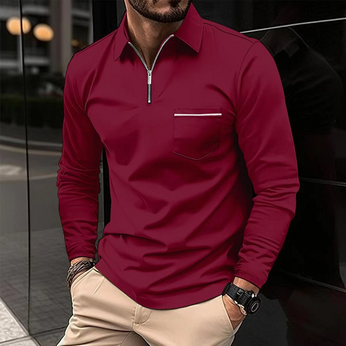 Men's Long-sleeved Polo Shirt Classic Cotton