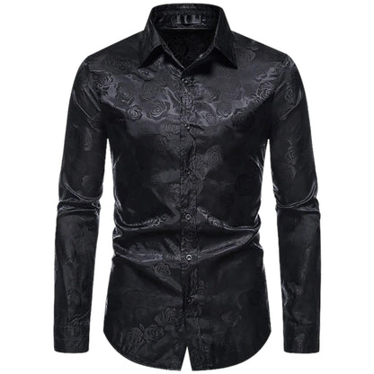Men's Long-sleeved Shirt Floral Detail Cotton Blend