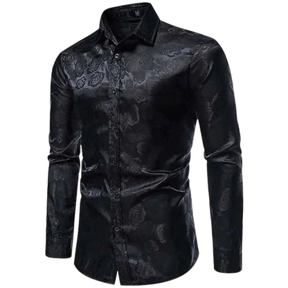 Men's Long-sleeved Shirt Floral Detail Cotton Blend