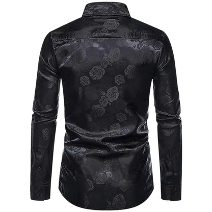Men's Long-sleeved Shirt Floral Detail Cotton Blend