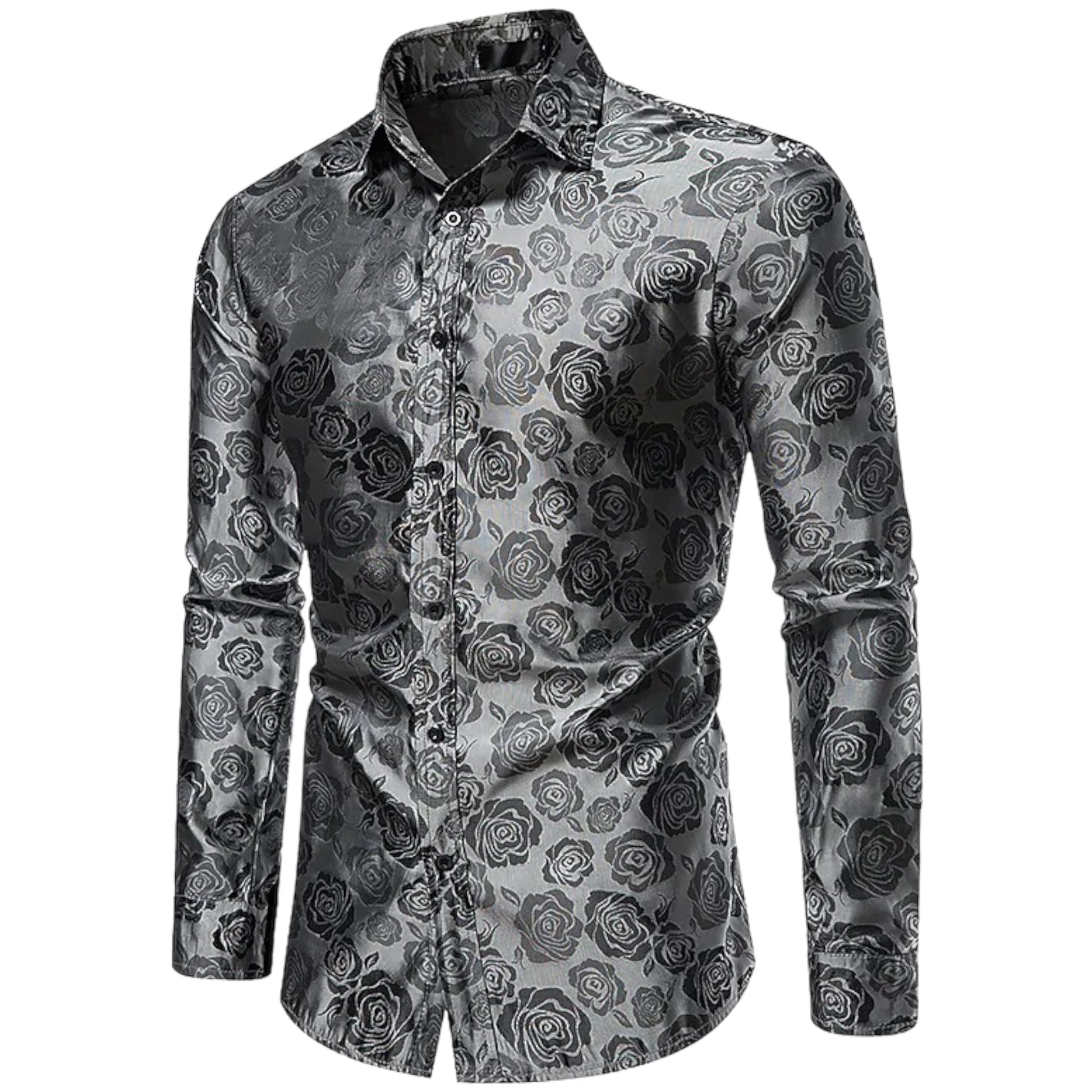 Men's Long-sleeved Shirt Floral Detail Cotton Blend