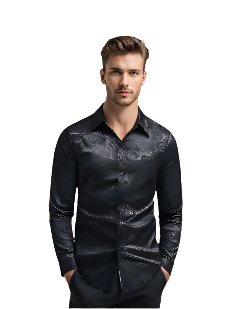 Men's Long-sleeved Shirt Floral Detail Cotton Blend