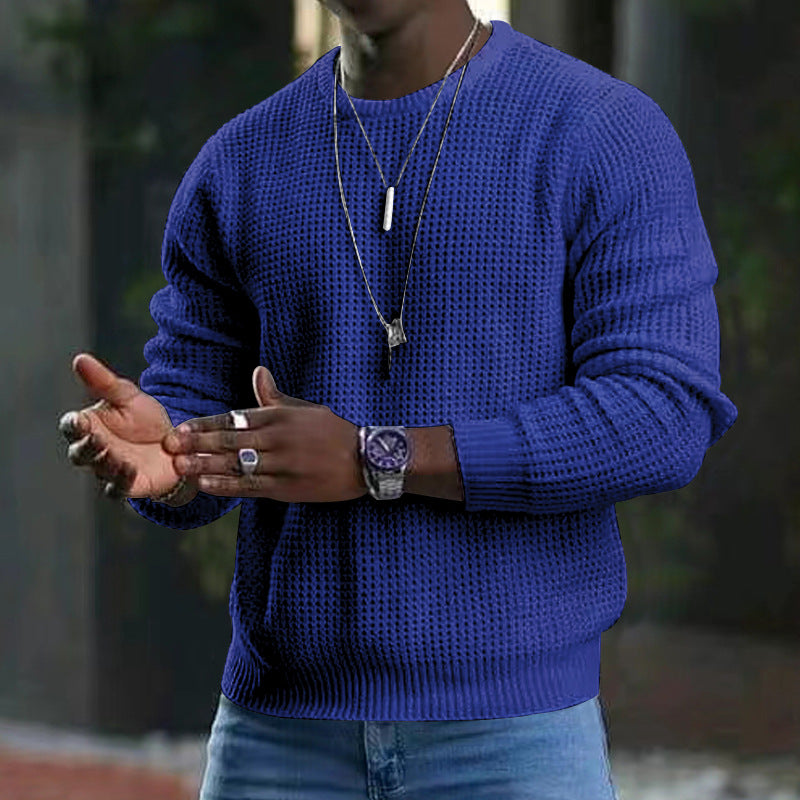 Men's Long-sleeved Sweater Circle Neckline Cotton
