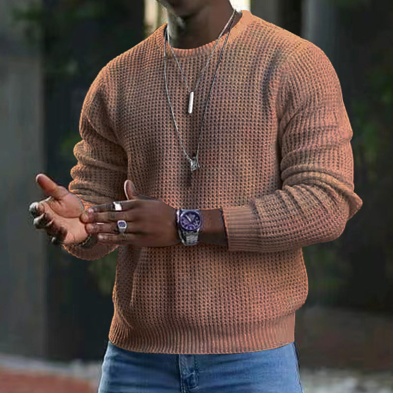 Men's Long-sleeved Sweater Circle Neckline Cotton