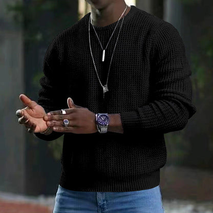 Men's Long-sleeved Sweater Circle Neckline Cotton