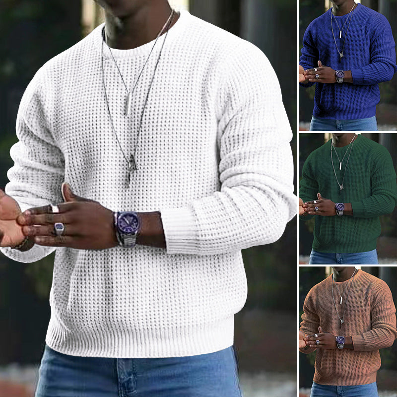 Men's Long-sleeved Sweater Circle Neckline Cotton