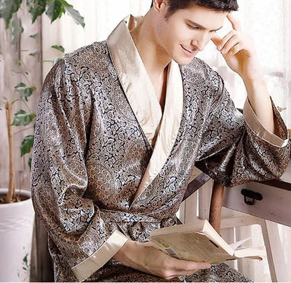 Men's Luxury Bathrobe With Gold Print