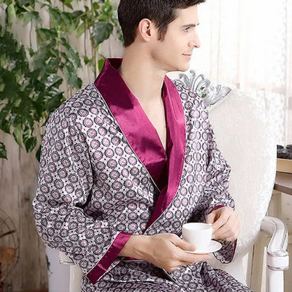 Men's Luxury Bathrobe With Gold Print