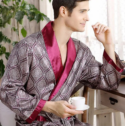 Men's Luxury Bathrobe With Gold Print