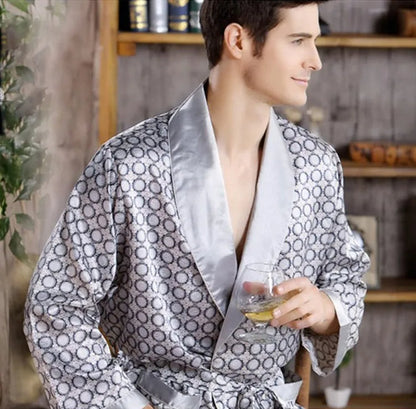 Men's Luxury Bathrobe With Gold Print