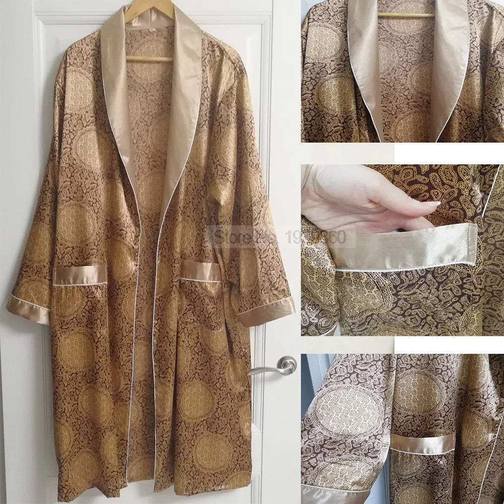 Men's Luxury Bathrobe With Gold Print