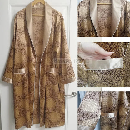 Men's Luxury Bathrobe With Gold Print