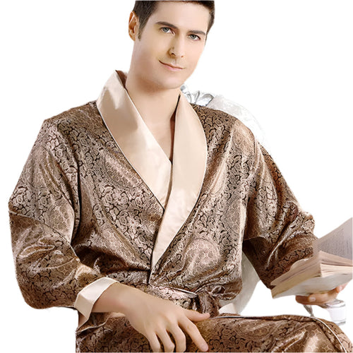 Men's Luxury Bathrobe With Gold Print