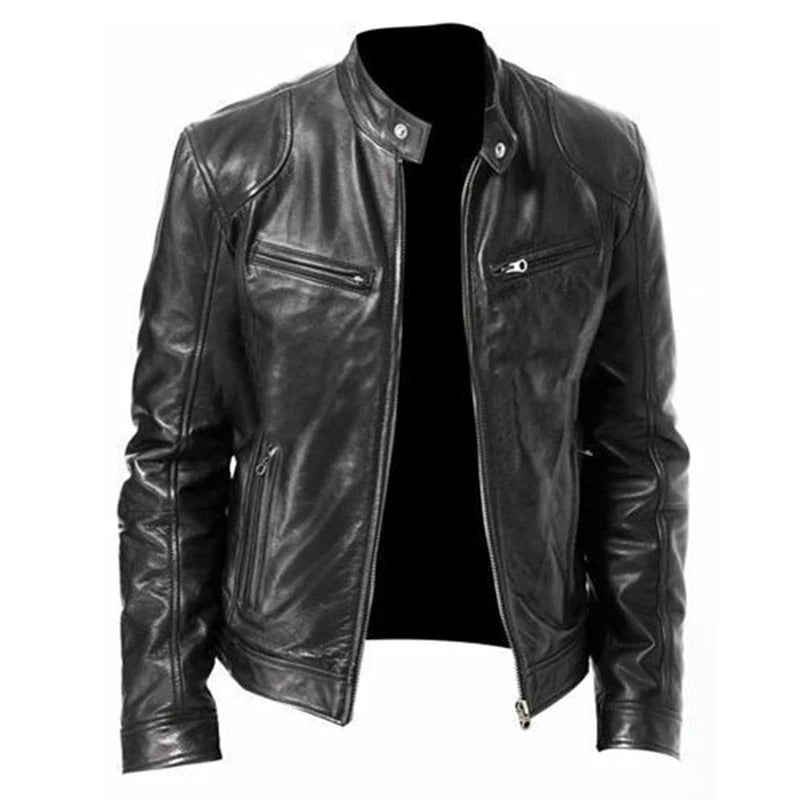 Men's Motorcycle Leather Style Jacket