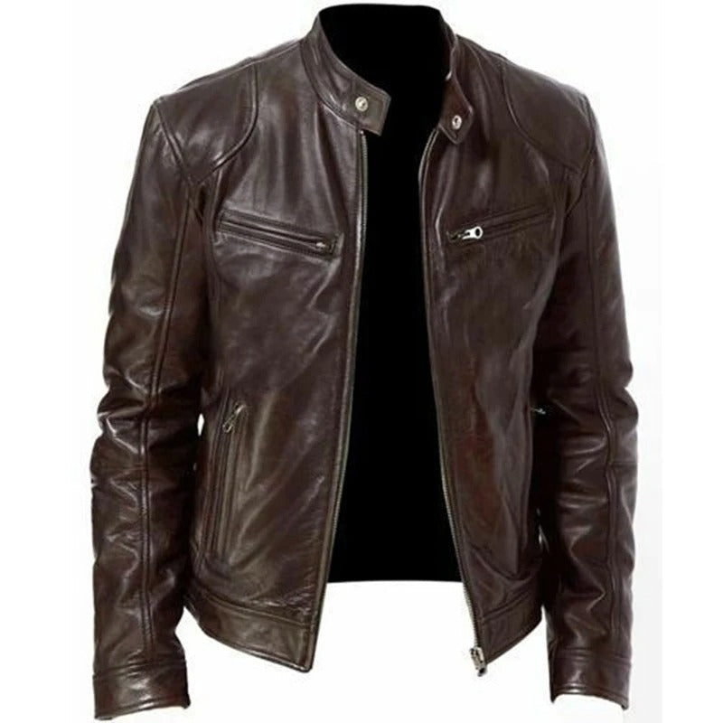 Men's Motorcycle Leather Style Jacket