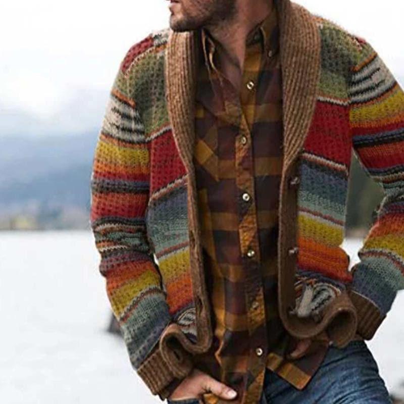 Men's Multicoloured Striped Casual Sweater