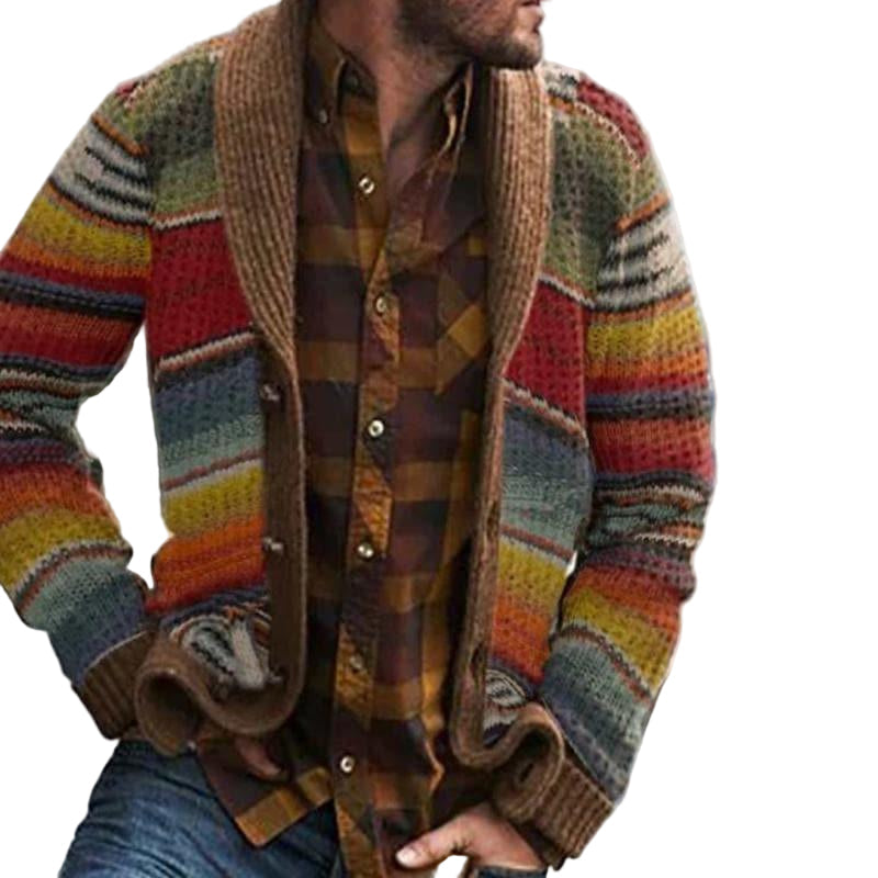 Men's Multicoloured Striped Casual Sweater