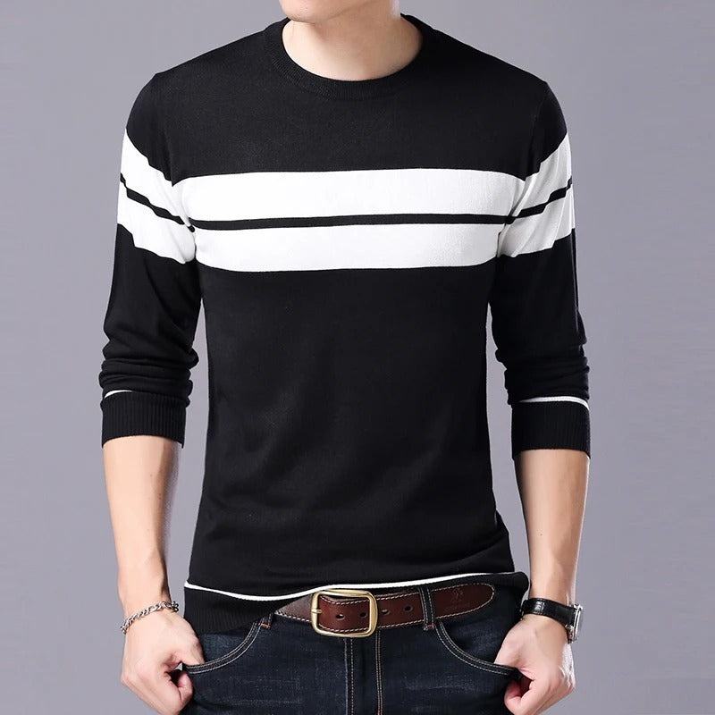 Men's O-neck Patchwork Sweater