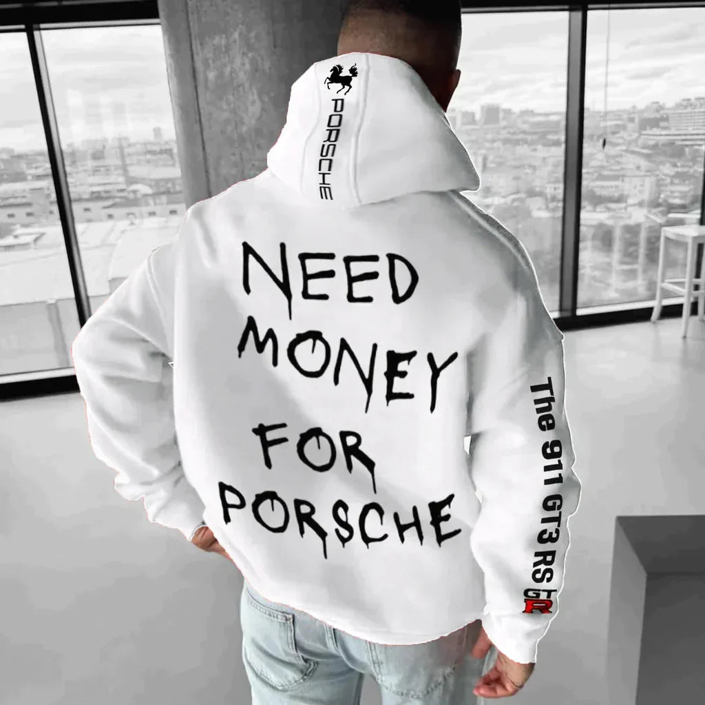 Men's Oversized Hoodie Sporty Style Cotton Blend