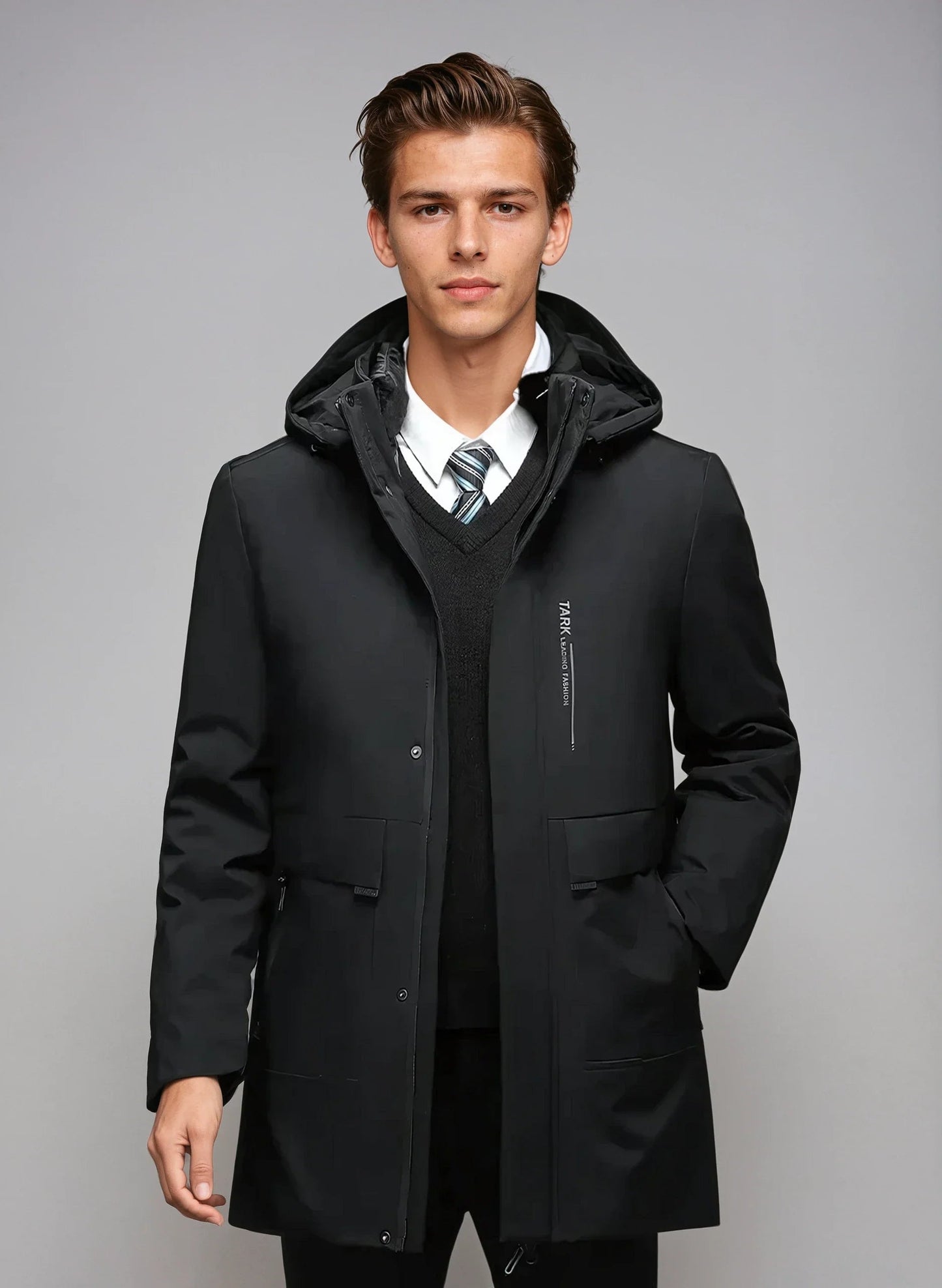 Men's Parka Winter Jacket With Protective Hood