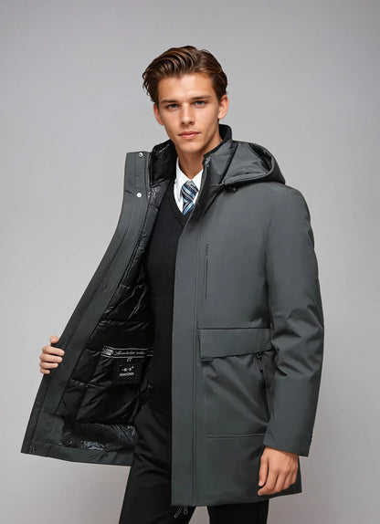 Men's Parka Winter Jacket With Protective Hood