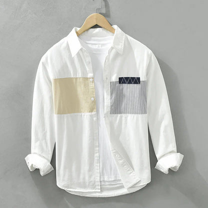 Men's Patchwork Casual Cotton Shirt Comfortable Fit