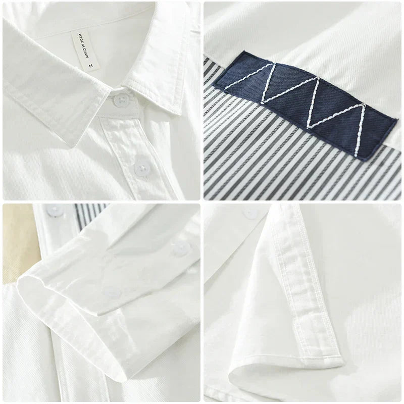 Men's Patchwork Casual Cotton Shirt Comfortable Fit