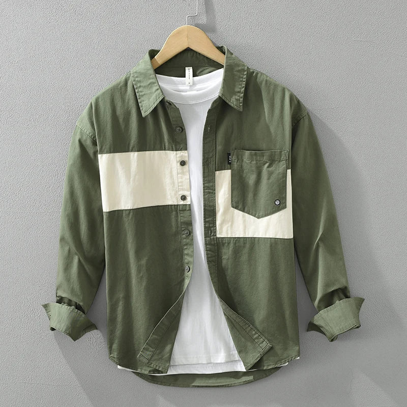 Men's Patchwork Modern Cotton Relaxed Fit Shirt