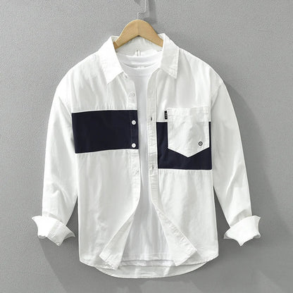 Men's Patchwork Modern Cotton Relaxed Fit Shirt
