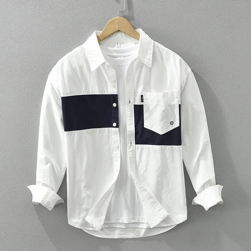Men's Patchwork Modern Cotton Relaxed Fit Shirt