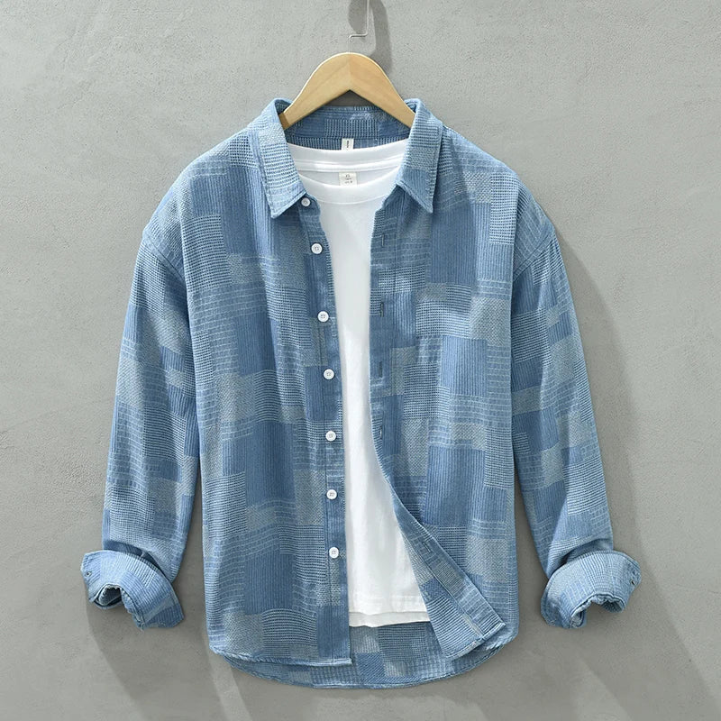 Men's Patchwork Shirt Stylish Cotton Polyester