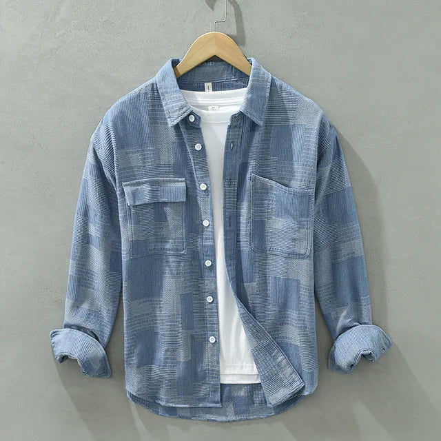 Men's Patchwork Shirt Stylish Cotton Polyester