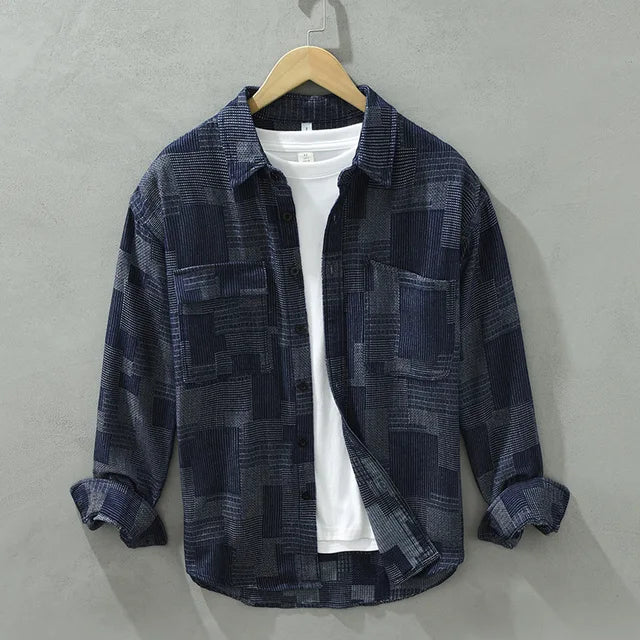 Men's Patchwork Shirt Stylish Cotton Polyester
