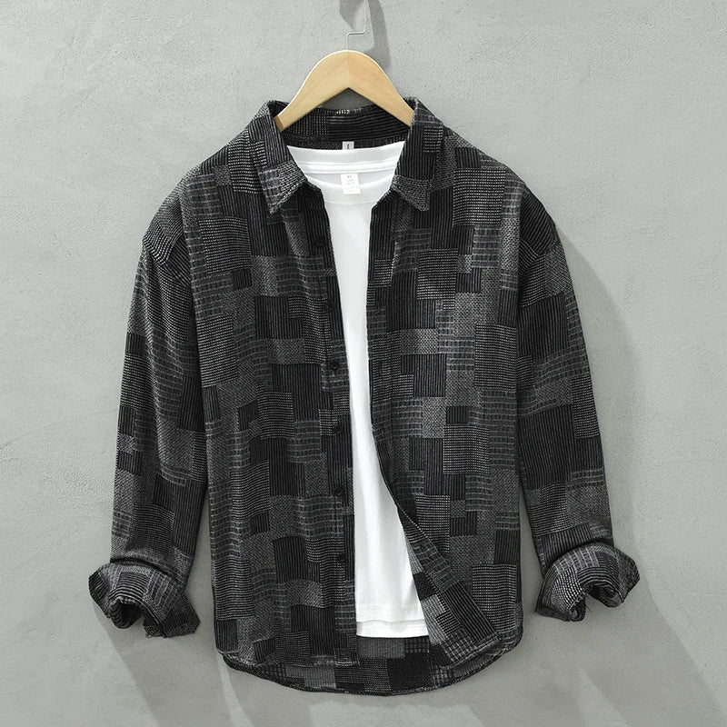 Men's Patchwork Shirt Stylish Cotton Polyester