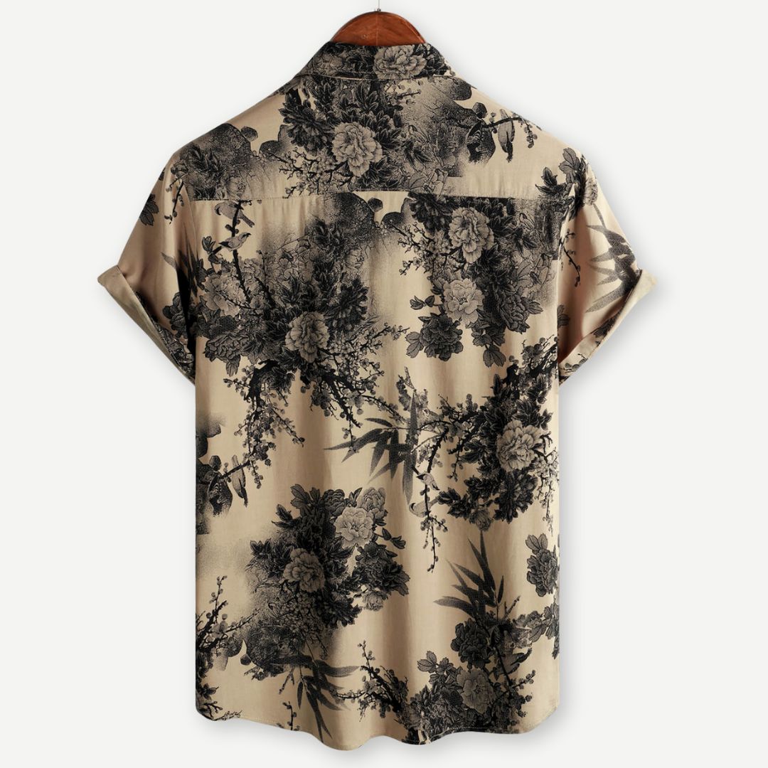 Men's Polo Floral Pattern Light Stretch Fabric