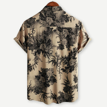 Men's Polo Floral Pattern Light Stretch Fabric