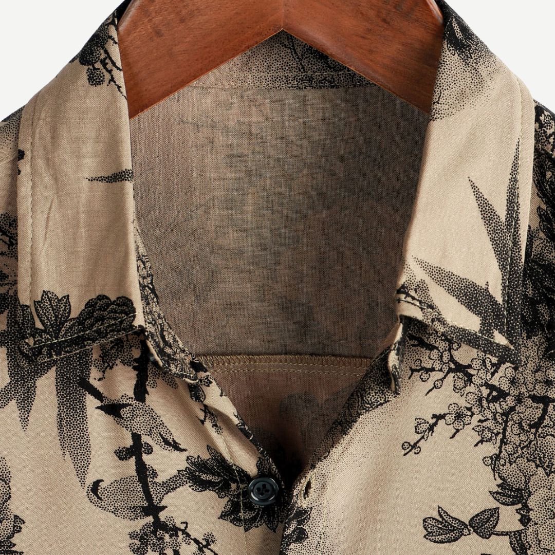 Men's Polo Floral Pattern Light Stretch Fabric