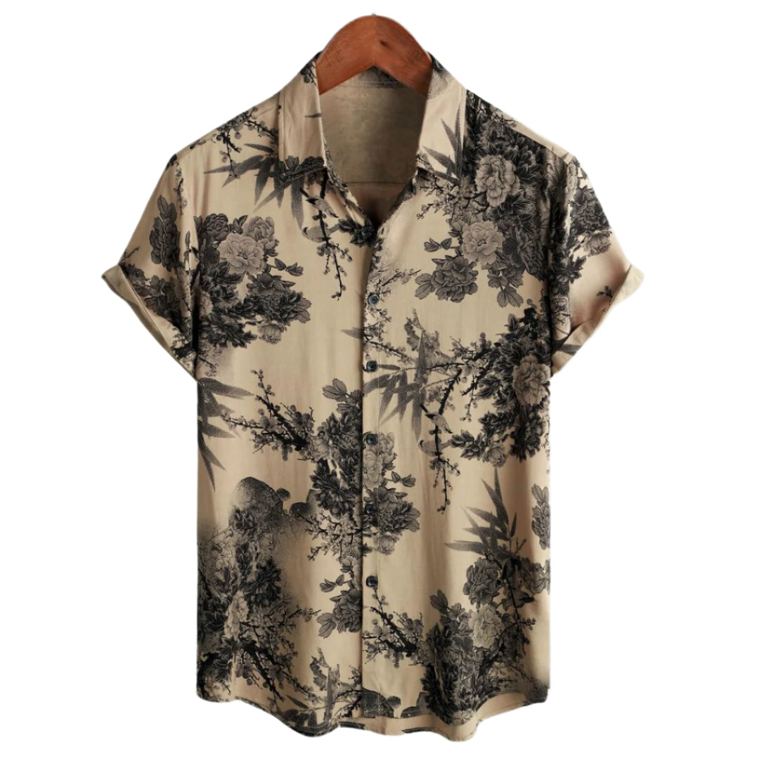 Men's Polo Floral Pattern Light Stretch Fabric