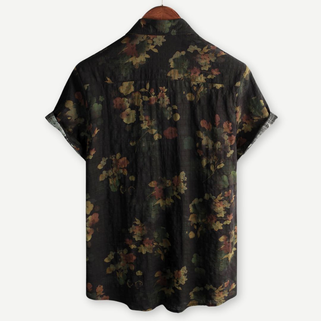 Men's Polo Lightweight Casual Vintage Floral Pattern