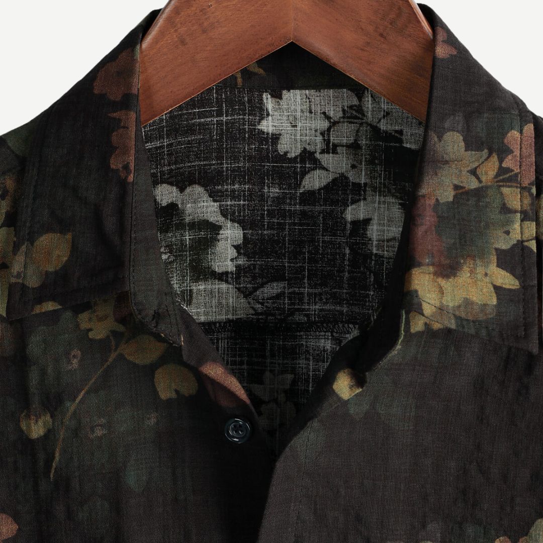 Men's Polo Lightweight Casual Vintage Floral Pattern