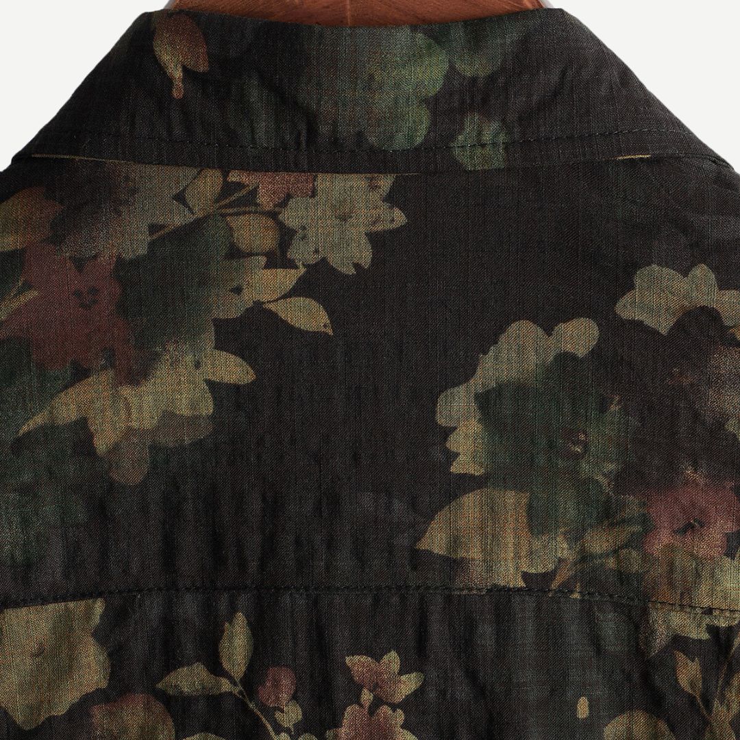 Men's Polo Lightweight Casual Vintage Floral Pattern