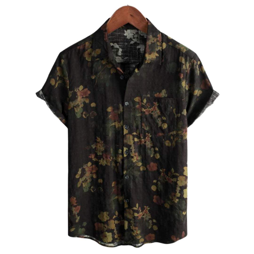 Men's Polo Lightweight Casual Vintage Floral Pattern