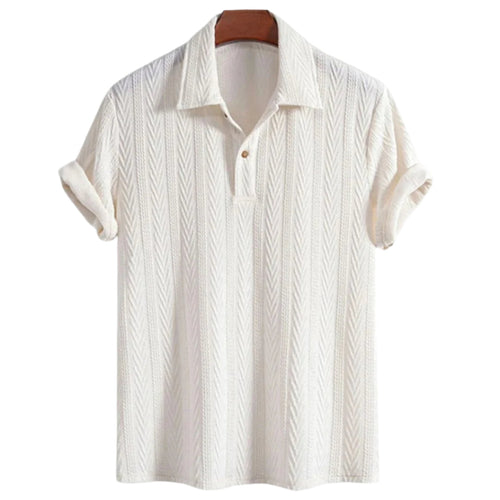 Men's Polo Shirt Airy with Chevron Pattern Breathable Material