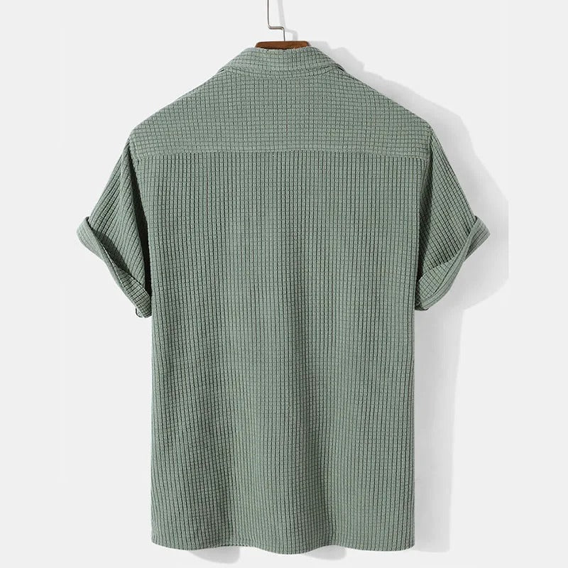 Men's Polo Shirt Casual Waffle Pattern Cotton