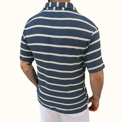 Men's Polo Shirt Relaxed Collar with Airy Stripes