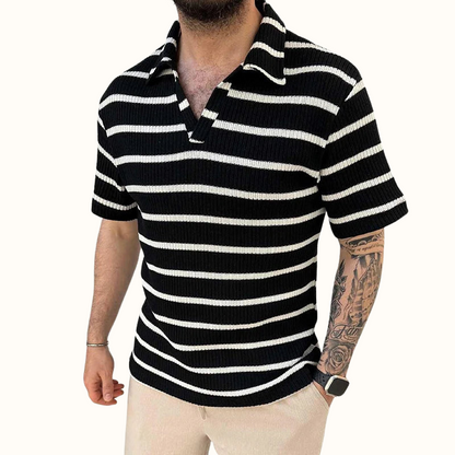 Men's Polo Shirt Relaxed Collar with Airy Stripes