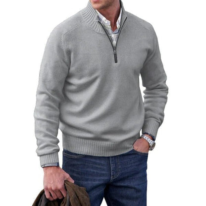 Men's Polo Shirt With High Collar For Cold Days