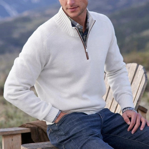Men's Polo Shirt With High Collar For Cold Days