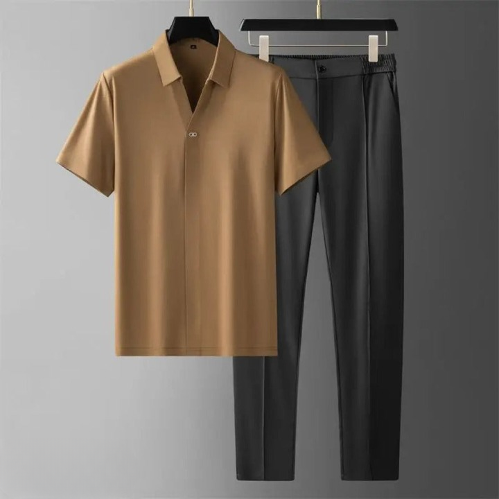 Men's Polo and Pants Set Luxury Comfort